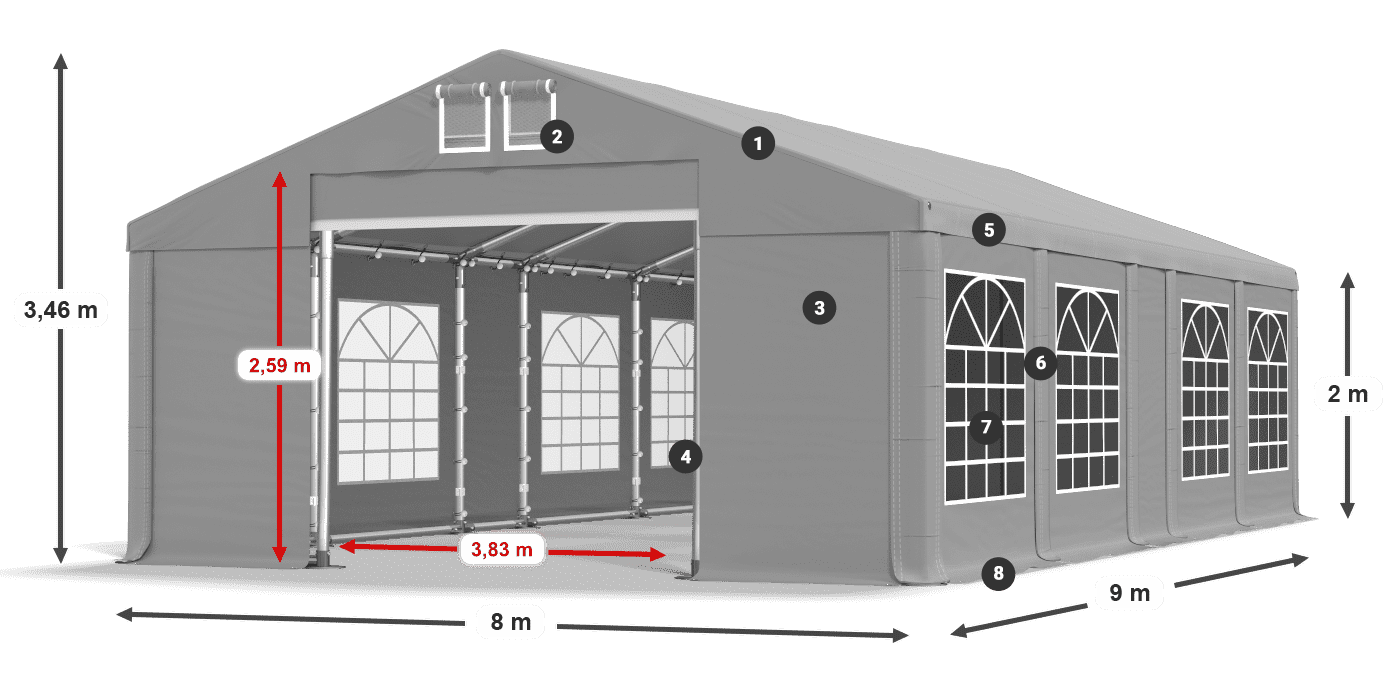 Strecha: FR 620 PVC Steny: SD 500 PVC 2 m legenda