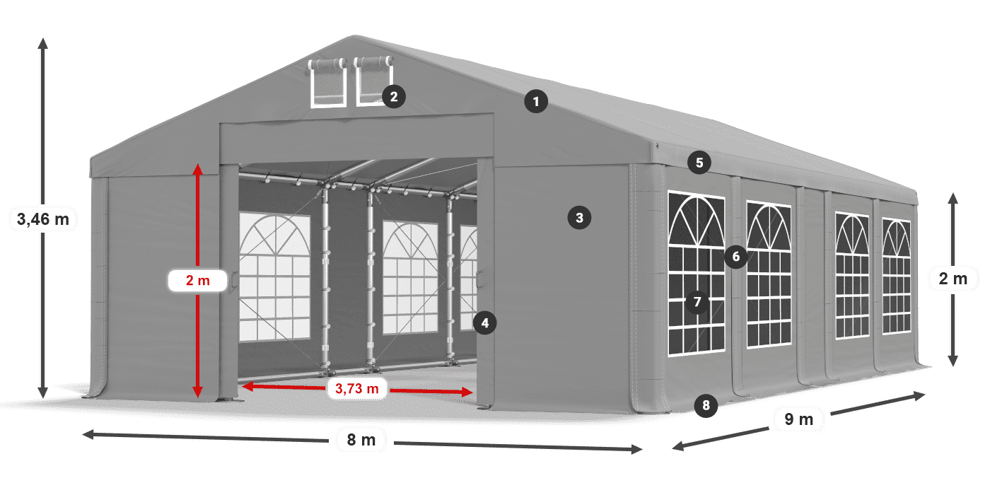 Strecha: FR 620 PVC Steny: SD 500 PVC 2 m legenda